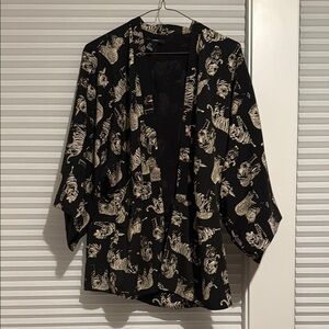Black and Cream tiger Print Kimono